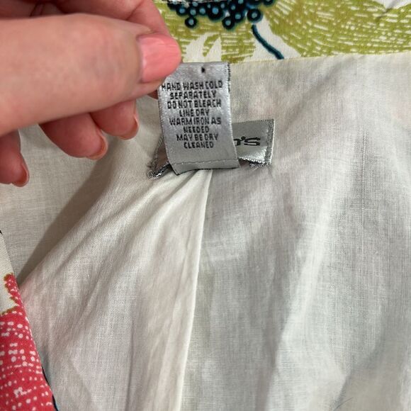 Chico’s Silk Colorful Floral Embroidery Blazer Jacket Size 12 - Picture 6 of 9